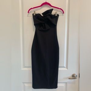 Topshop Black Strapless Cocktail Midi Dress with Bow